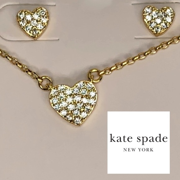 Kate Spade Heart Necklace Earrings Box Jewelry Set - Picture 2 of 10